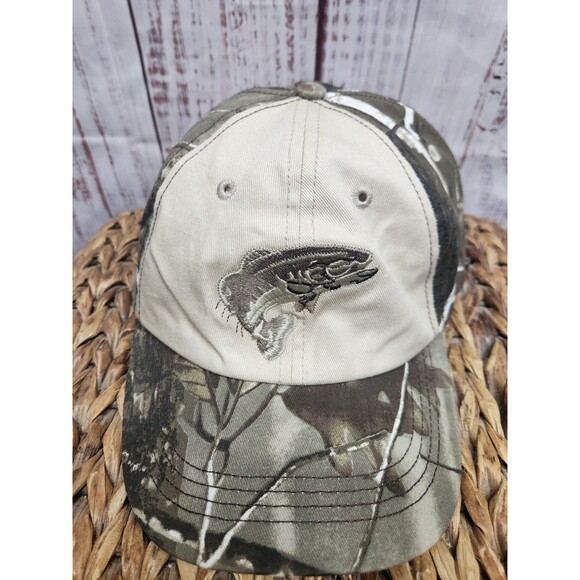 Woodland Creek Bass Fish Adjustable Camo Hunting Outdoor Baseball Cap Hat NWT - Picture 1 of 6